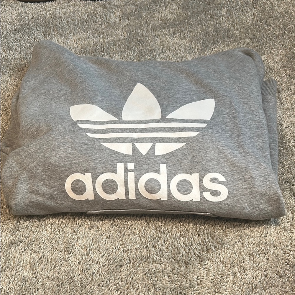 Adidas Gray Trefoil Sweatshirt Casual Athletic Wear